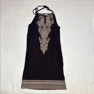 Black Halter Dress with Intricate Pattern
